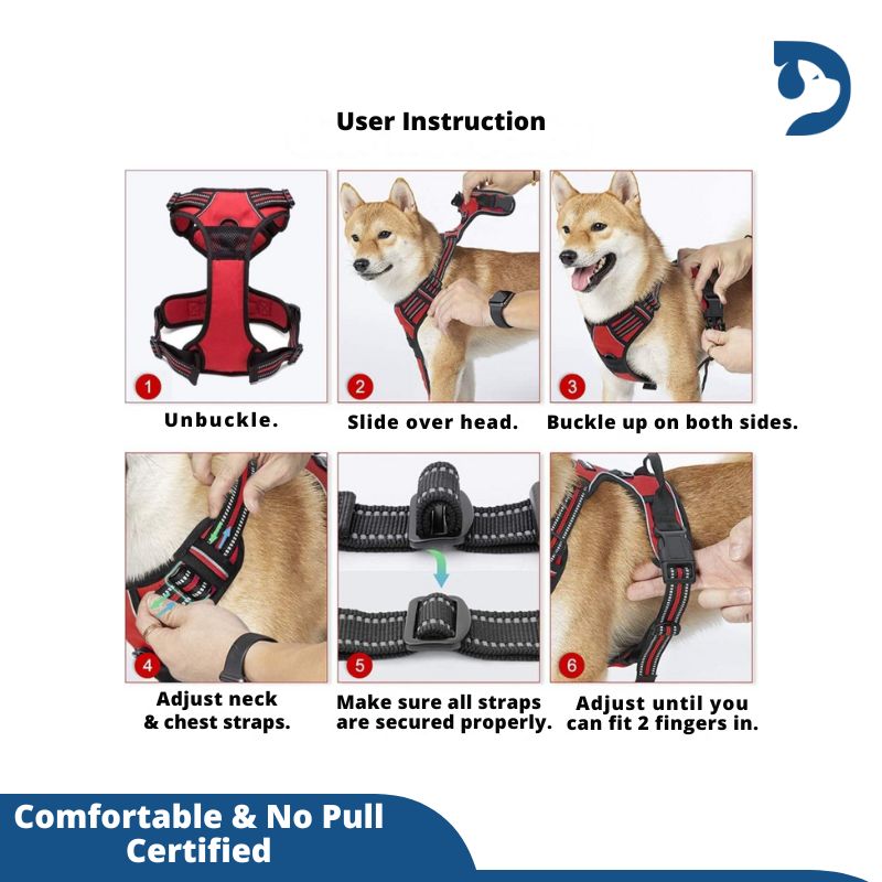 Adjustable Dog Harness Vest with Night Reflective Strip for Outdoor Walking