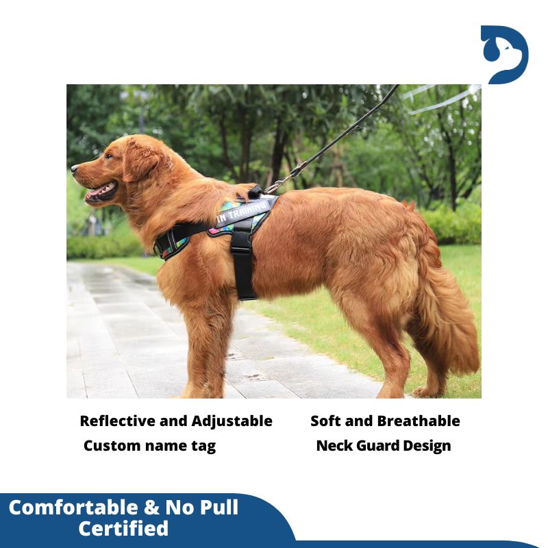 Personalized Adjustable Nylon Dog Harness with Reflective, Breathable Neck Guard - No Pull Vest for Dogs