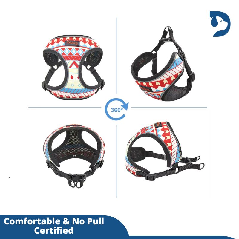 Reflective Nylon Pet Harness for Small Dogs & Cats – Stylish Printed Vest for French Bulldogs, Chihuahuas, and Puppies – Ideal for Walking and Safety