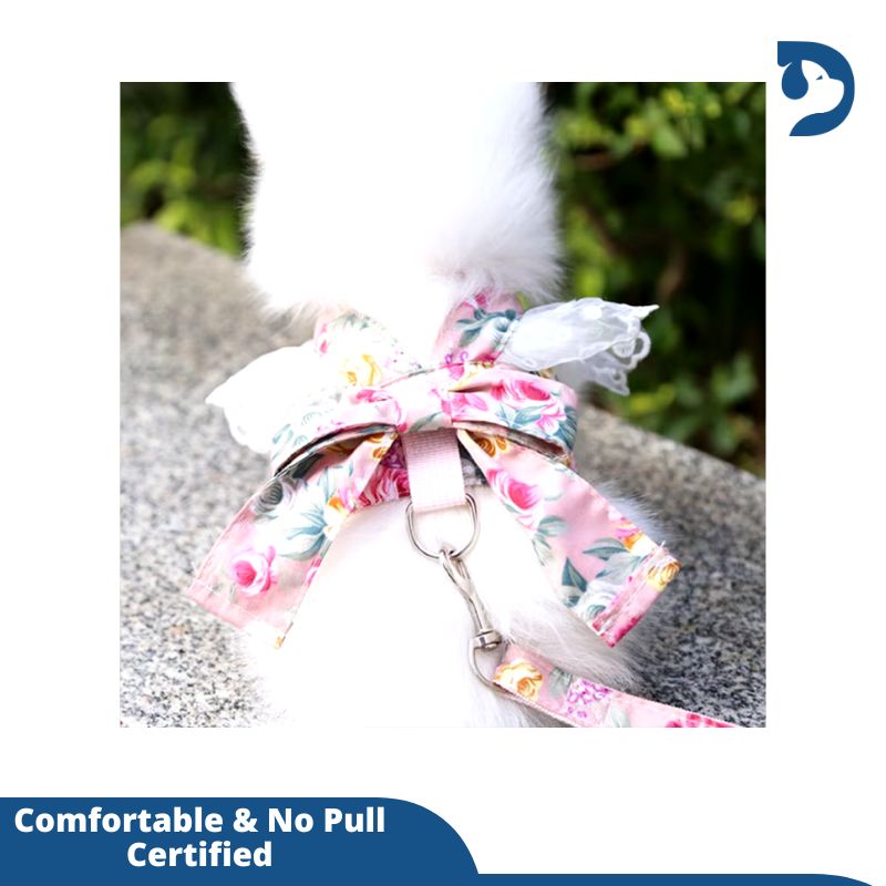 Dog Harness Beautiful Lace Cat Leash Bow Knot Chest Strap Dog Collar